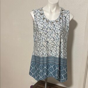 Robert Louis Blue and White Sleeveless Tank Top